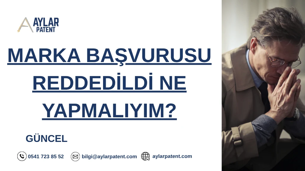 Marka başvurusu reddedilen girişimcinin itiraz ve yeniden değerlendirme sürecini anlatan bilgilendirici görsel