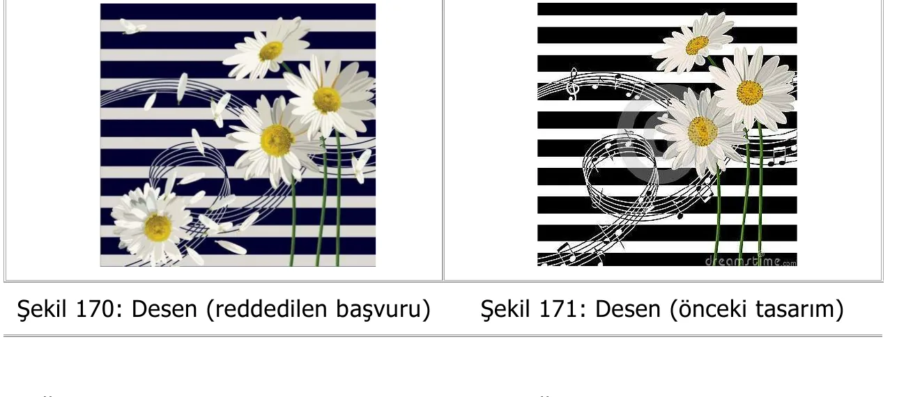 Desen tasarım karşılaştırması - papatya ve müzik portesi deseni